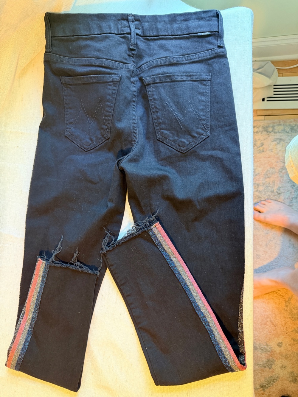 MOTHER Guilty Glitter Racer High Waisted Looker Ankle Fray Jeans 25 - Picture 6 of 16
